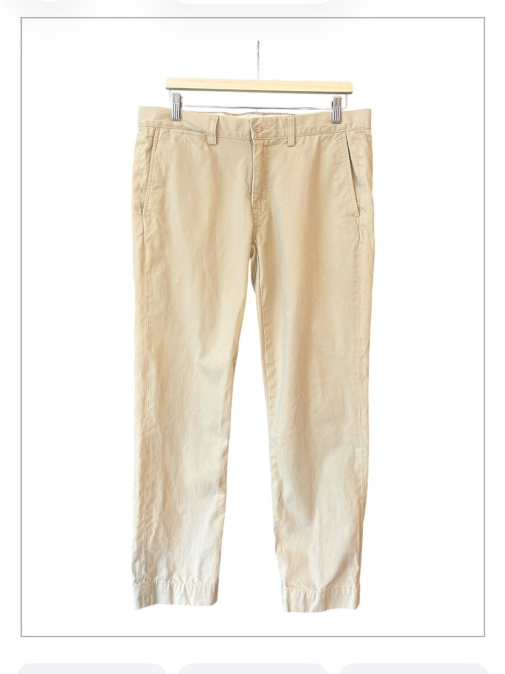 Polo Ralph Lauren Slim Fit Chino Pants 33x28.5 Cropped Cream Khaki